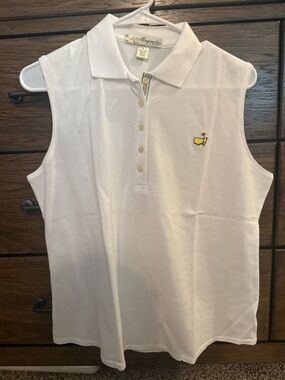 Magnolia Lane White Sleeveless Masters Golf Polo NWOT